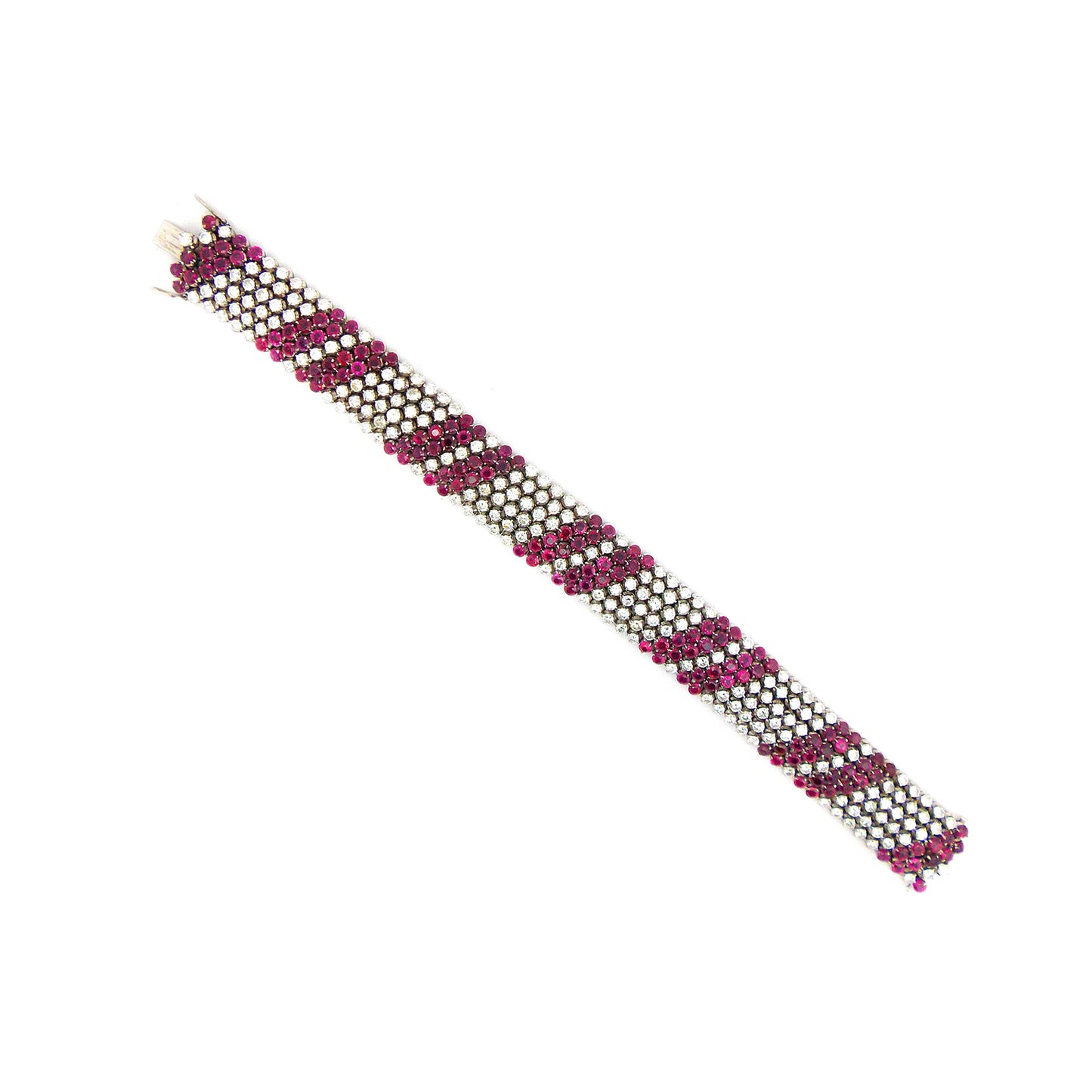 18k White Gold Diamond Ruby Bracelet