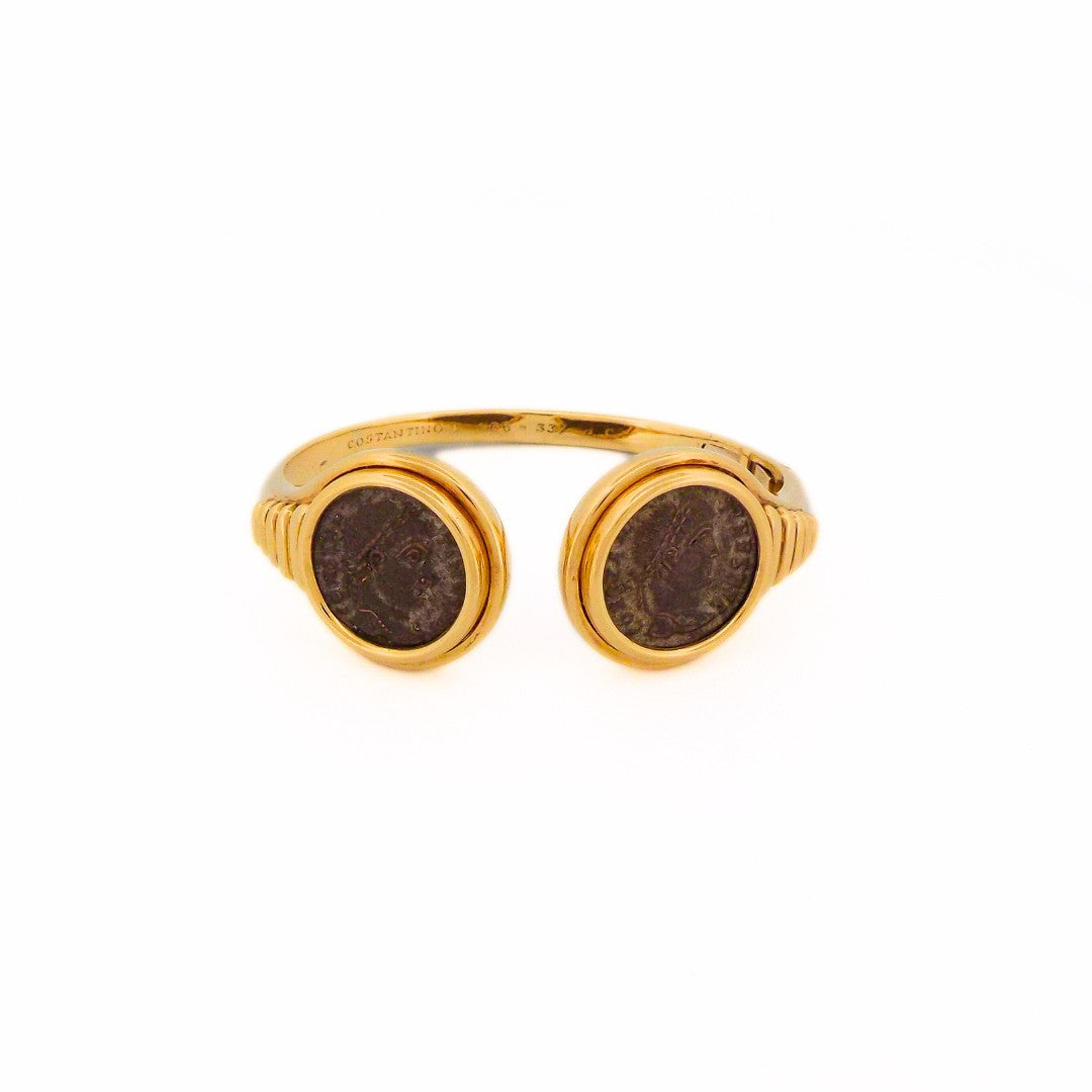 Bulgari Double Monete 18K Gold Hinge Bracelet