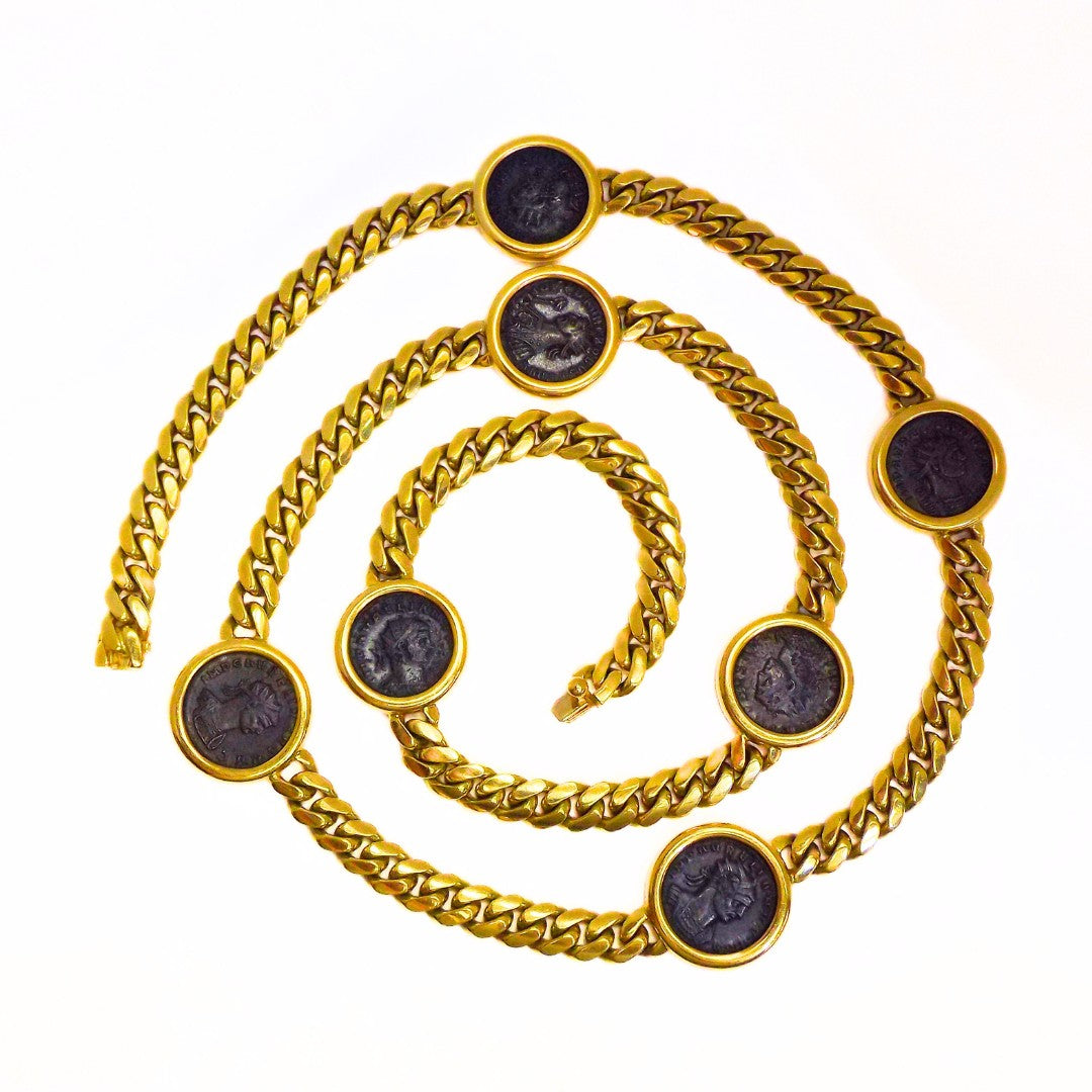 Bulgari 18K Gold 7-Coin Monete Chain Necklace