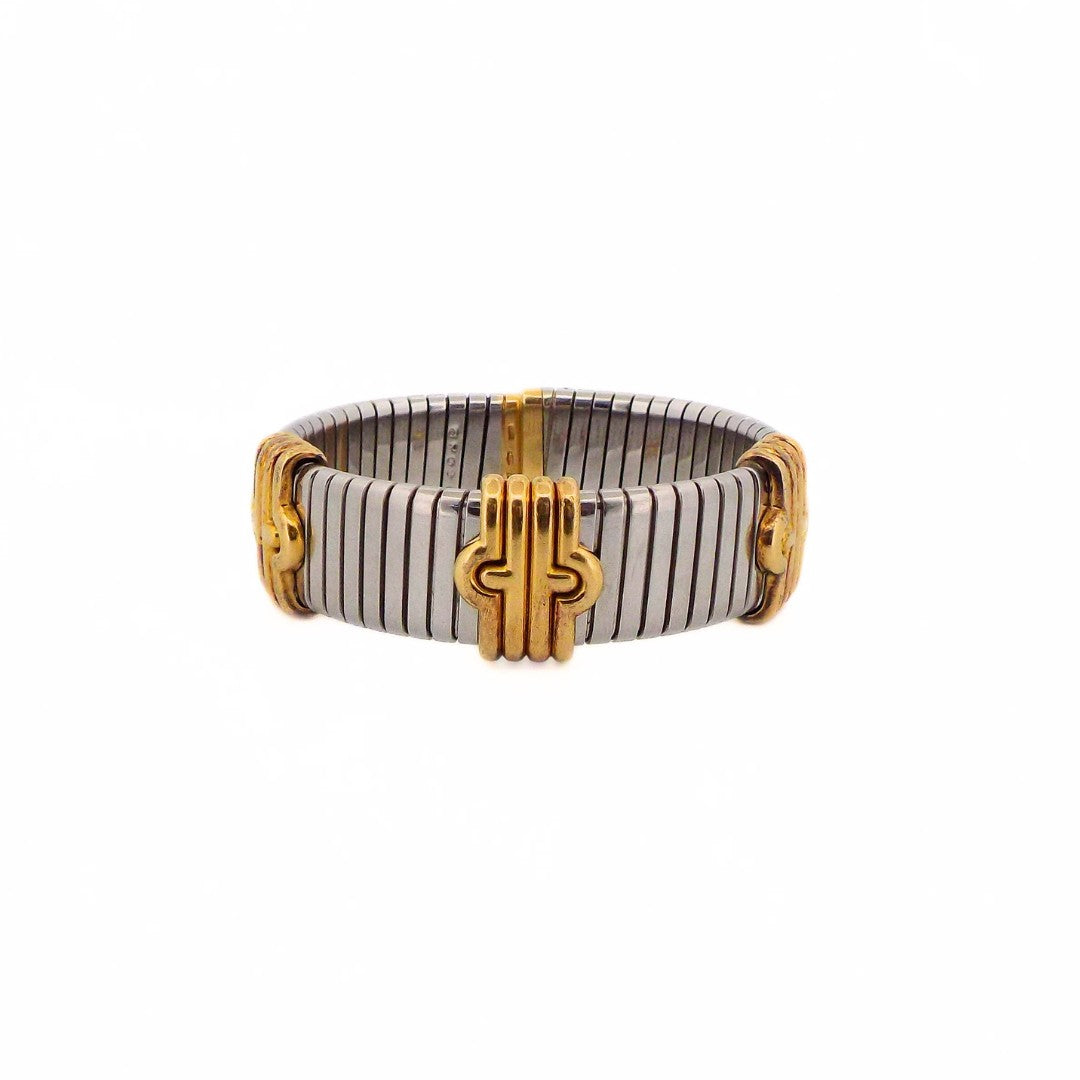 Bulgari 18K Gold Steel Tubogas Parentesi Bracelet