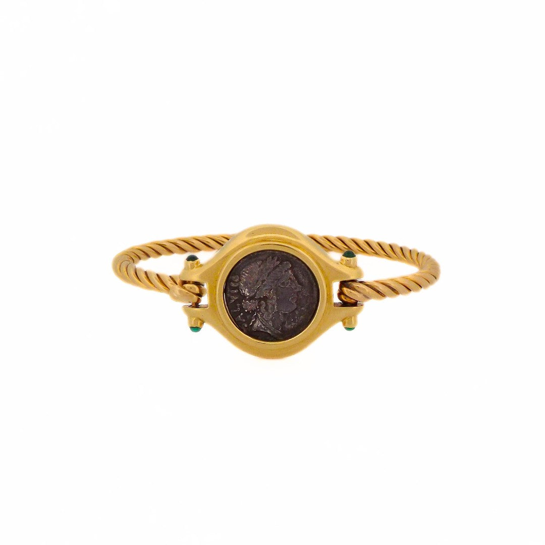 Bulgari 18K Gold Emerald Monete Bracelet