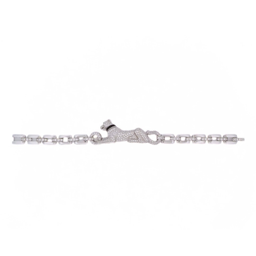 Cartier 'Panthére' 18K Gold Diamond Emerald Onyx Link Bracelet