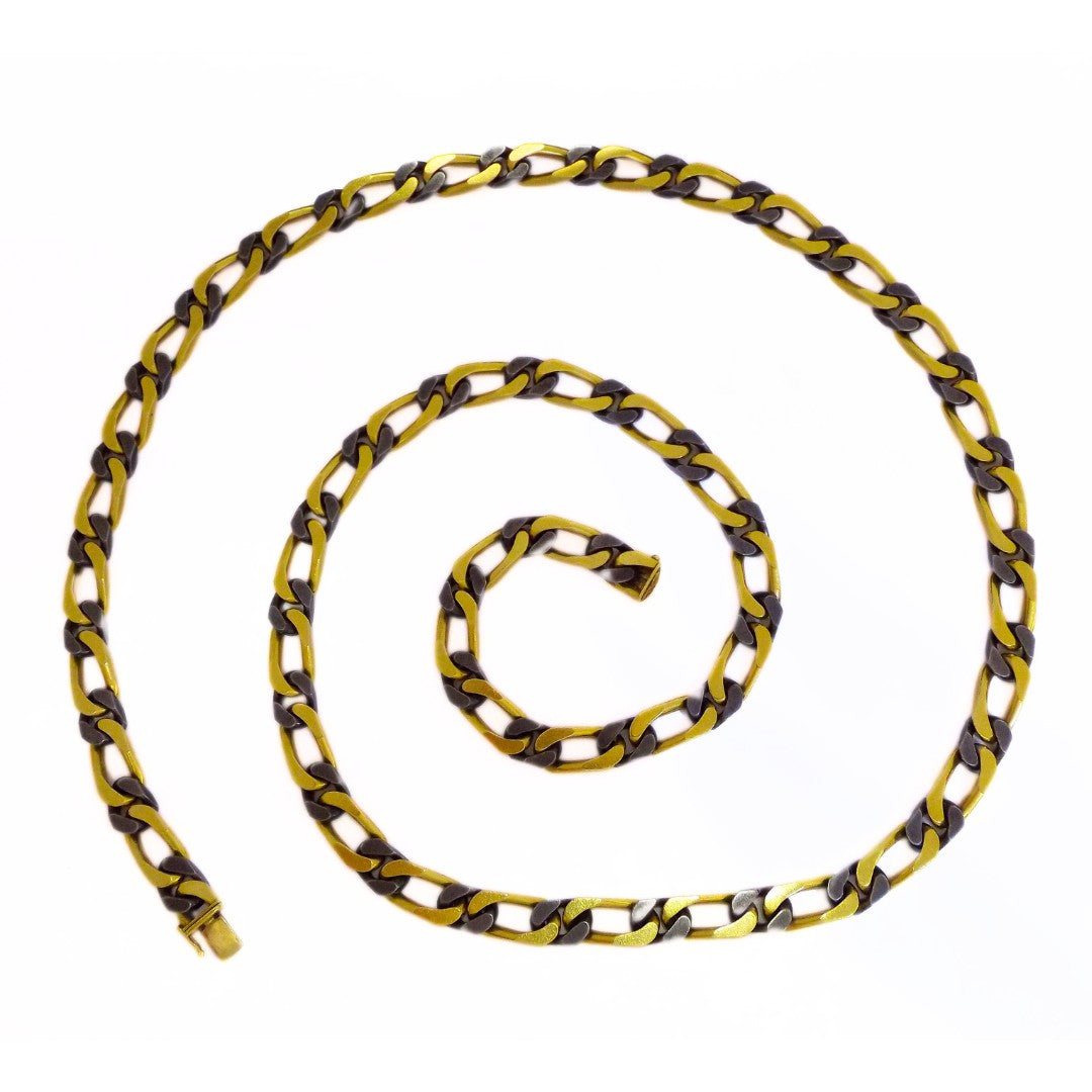 Bulgari 18K Gold and Steel Long Chain Necklace