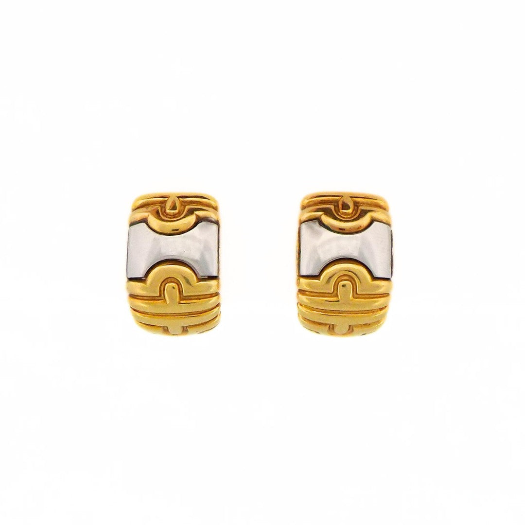 Bulgari 18K Gold Steel Parentesi Earclip Earrings