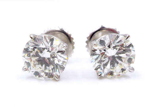 White Gold 2.50ct and 2.68ct Diamond Stud Earrings