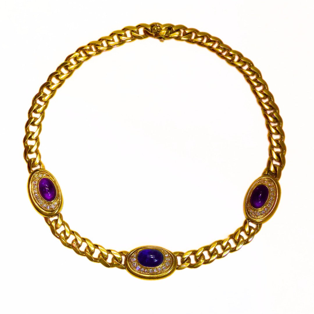Bulgari 18K Gold Multi-Gem Diamond Collar Necklace
