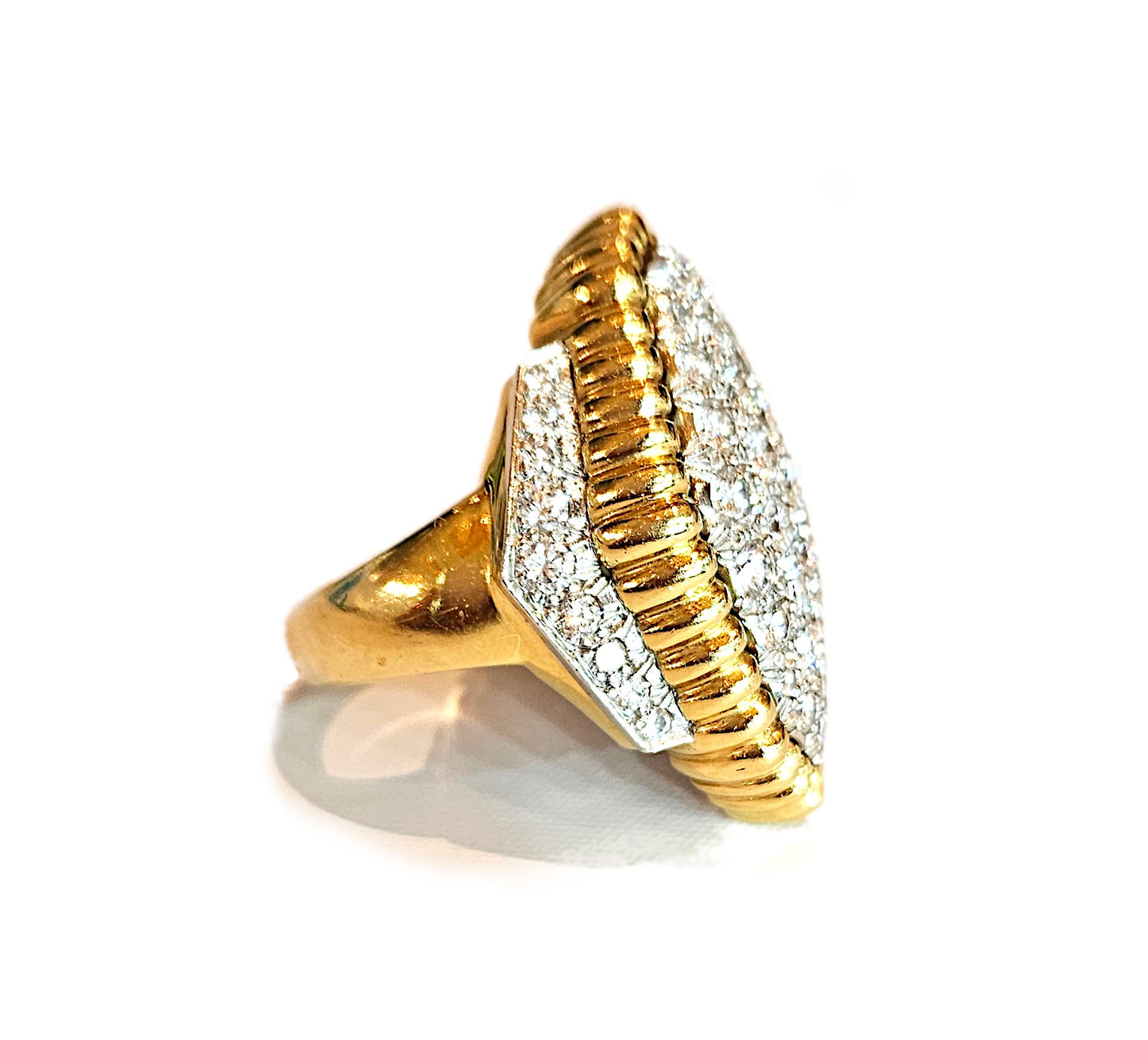 David Webb 18K Gold Platinum Diamond Ring