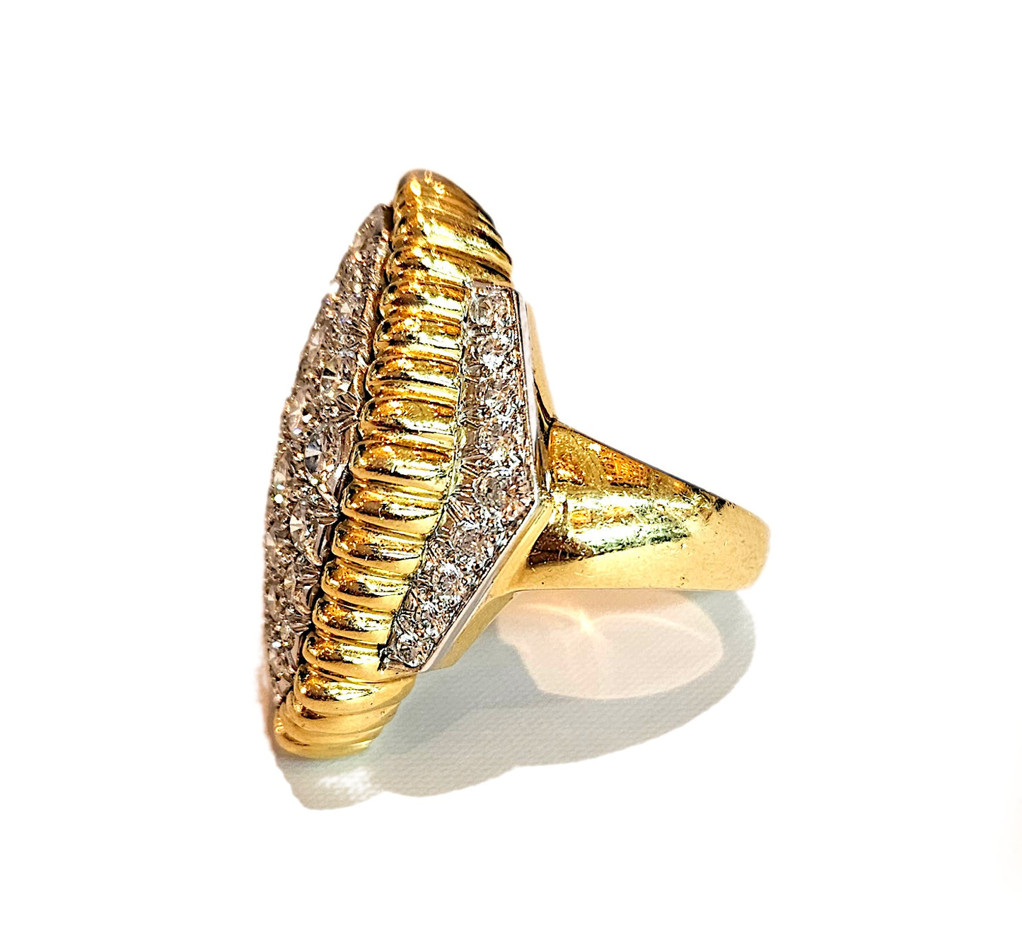 David Webb 18K Gold Platinum Diamond Ring