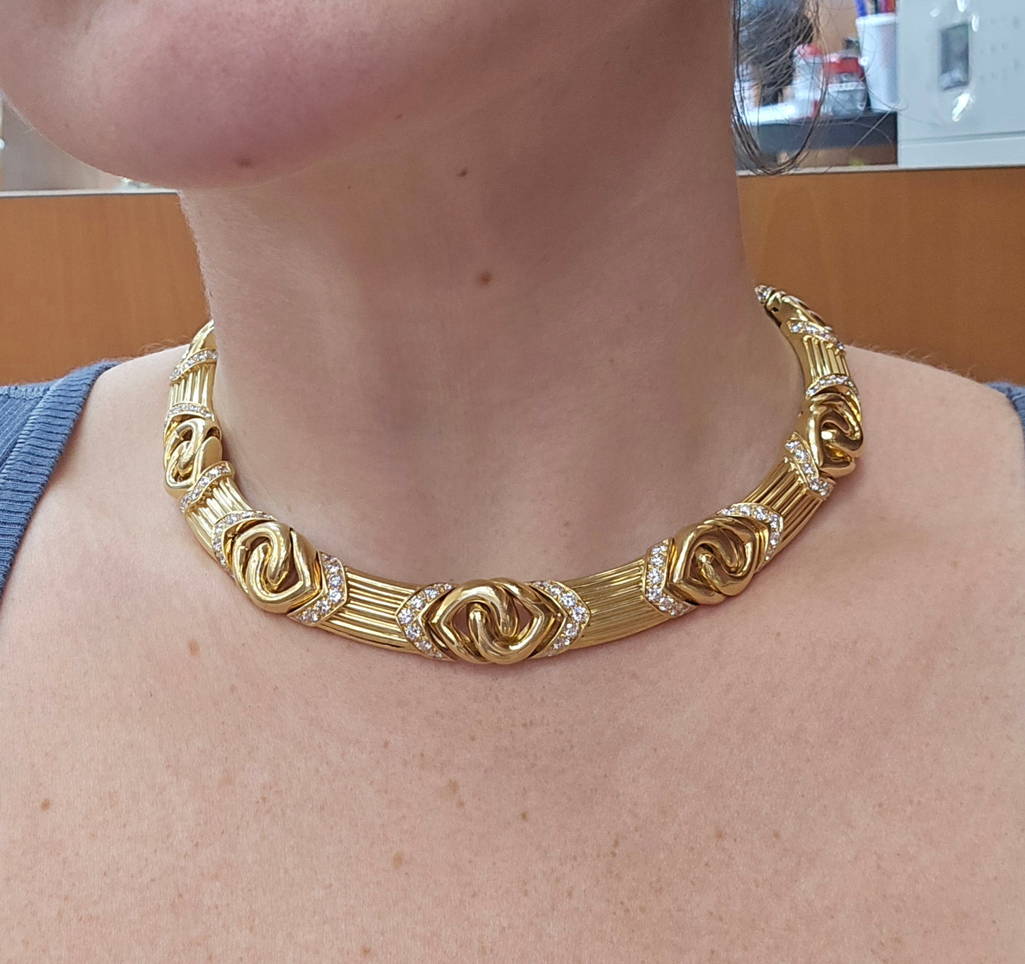 Bulgari 18K Gold Diamond Collar Necklace