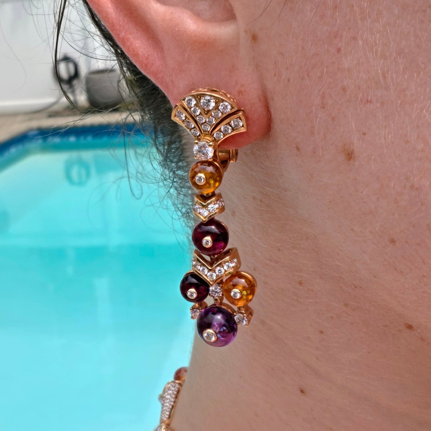 Bulgari 18K Multi-Gem Diamond Earrings
