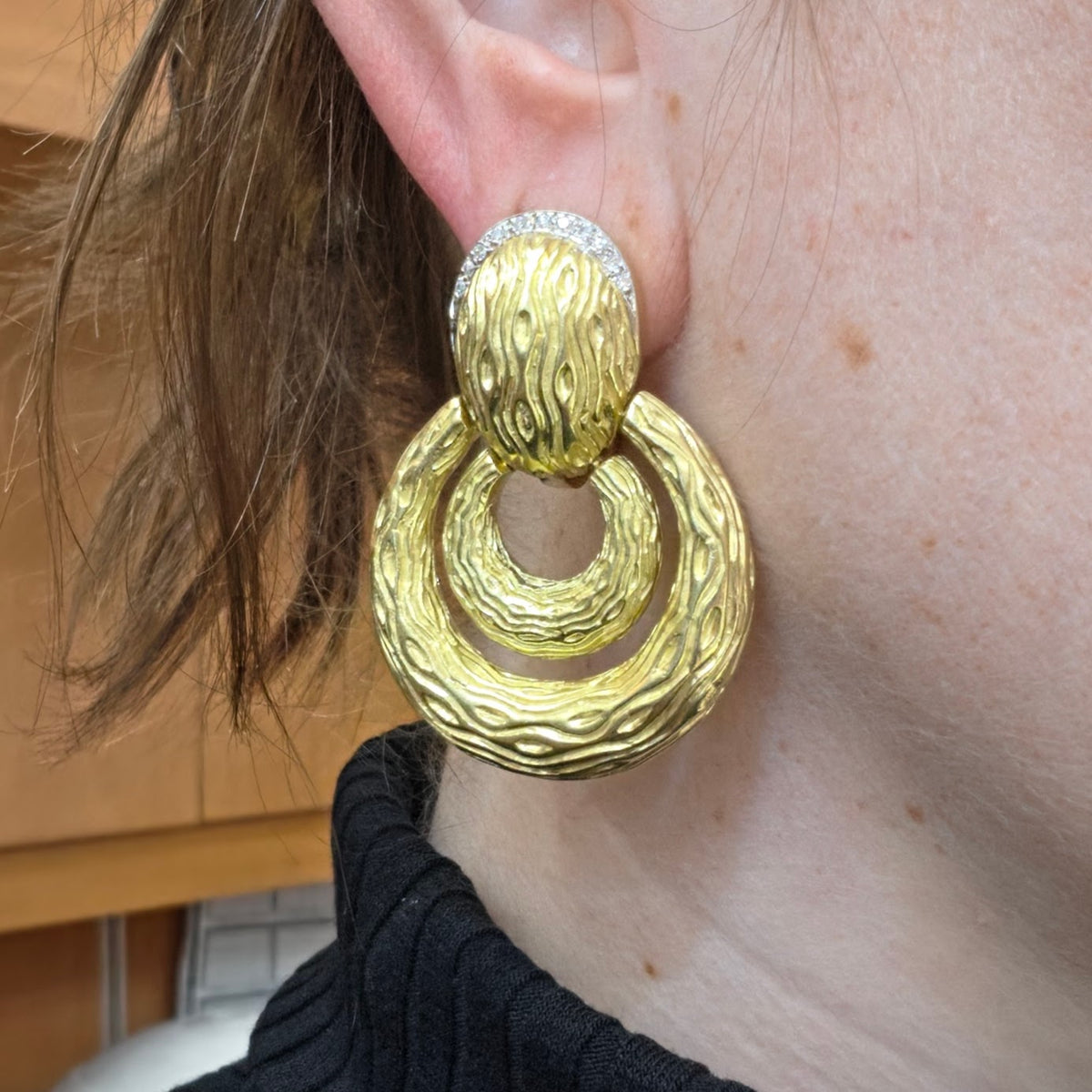 Boucheron 18K Doorknocker Earclip Earrings
