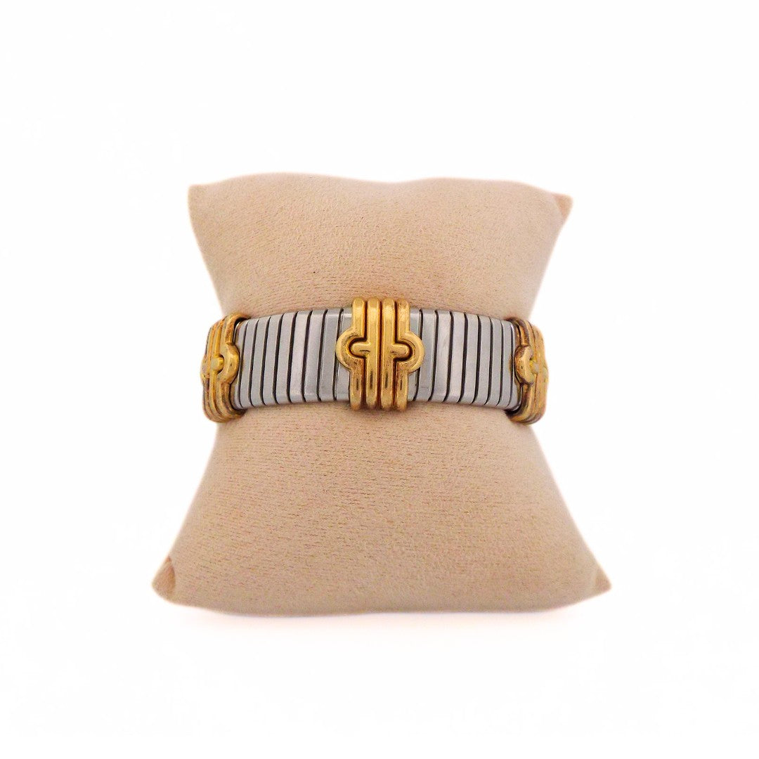 Bulgari 18K Gold Steel Tubogas Parentesi Bracelet
