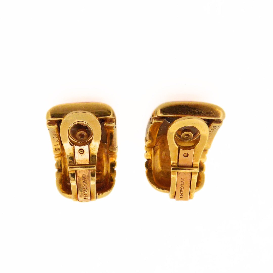 Bulgari 18K Gold Steel Parentesi Earclip Earrings