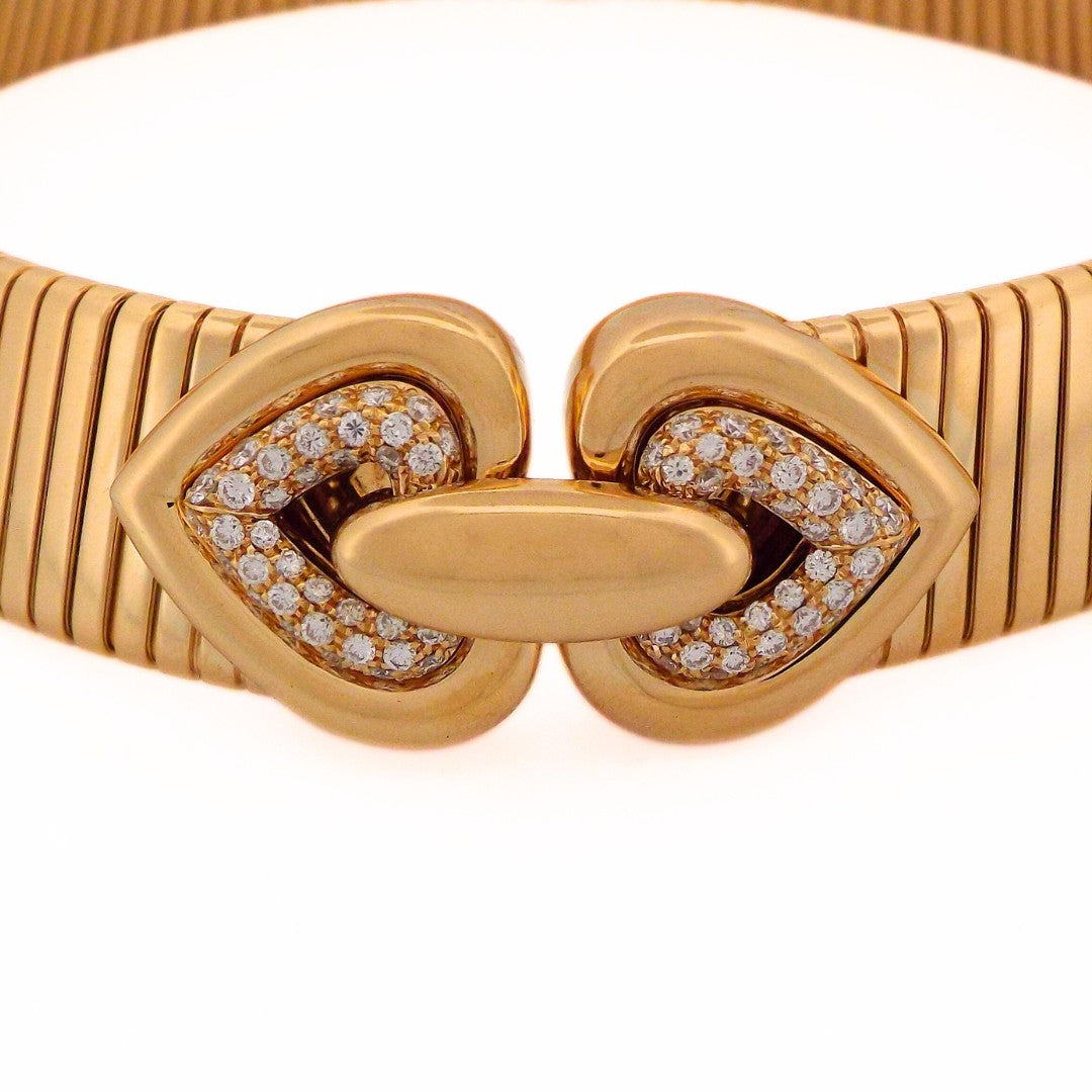 Bulgari Tubogas 18K Gold Diamond Doppio Necklace