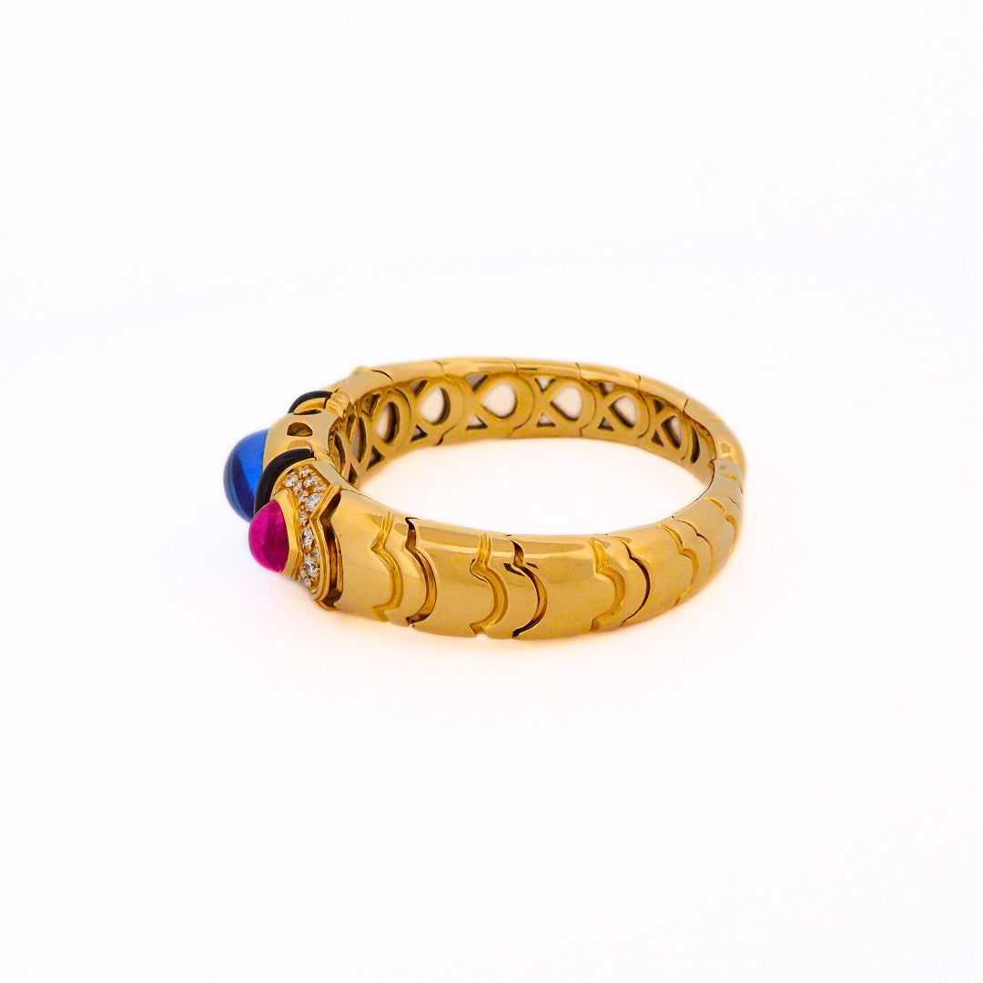 Marina B 'Onda' 18K Gold Diamond Blue Pink Gemstone Bracelet