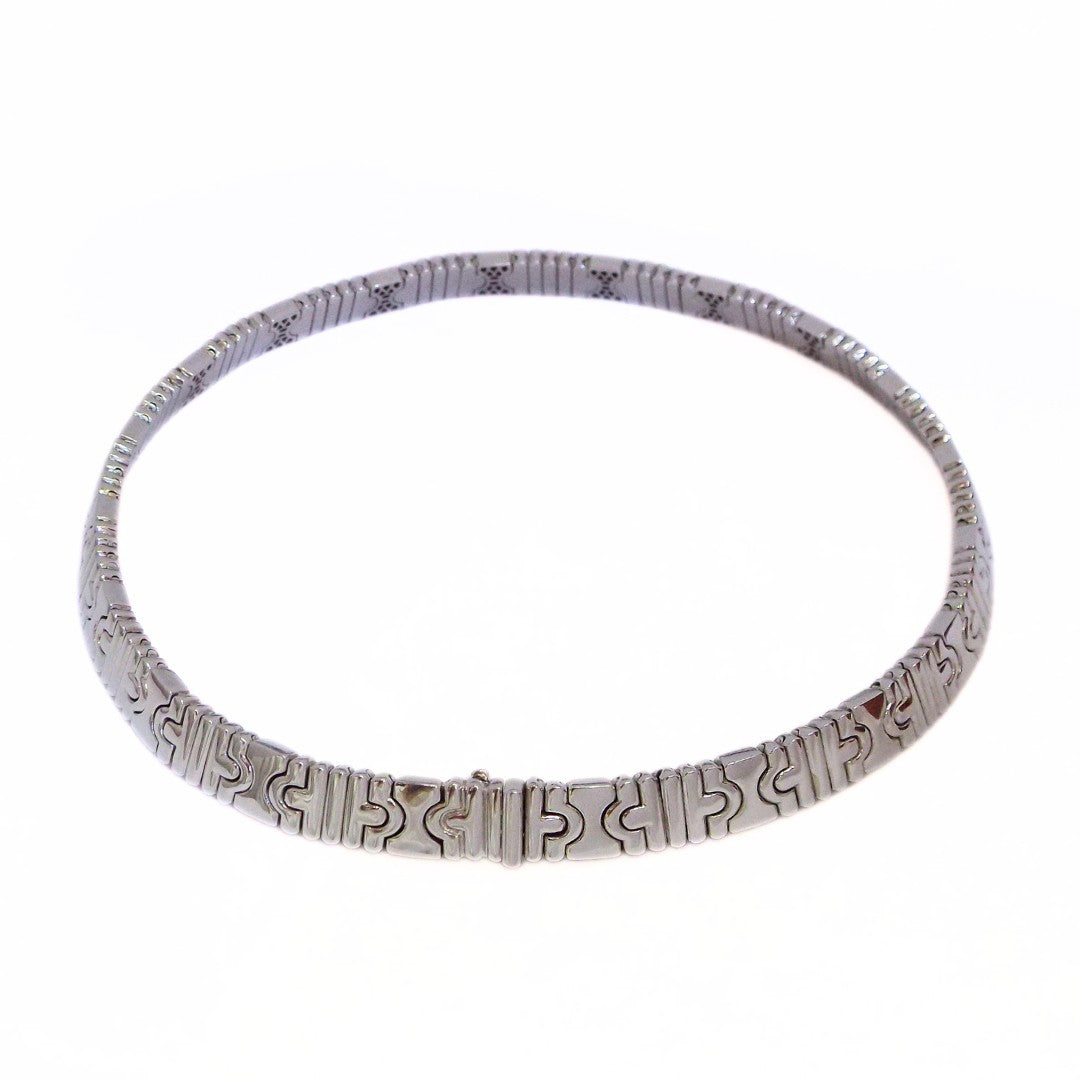 Bulgari 'Parentesi' 18K White Gold Diamond Necklace and Cuff Bracelet Set