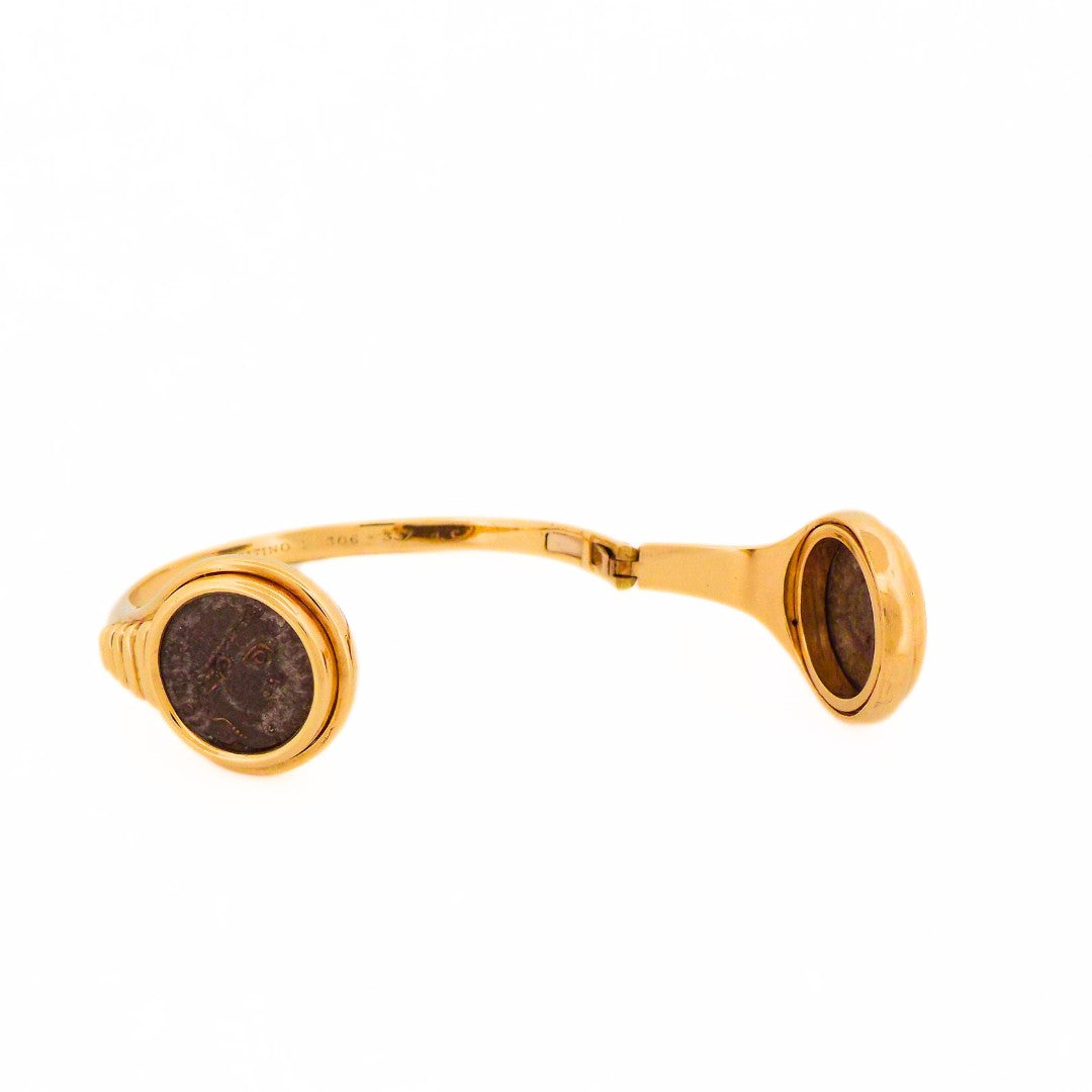 Bulgari Double Monete 18K Gold Hinge Bracelet