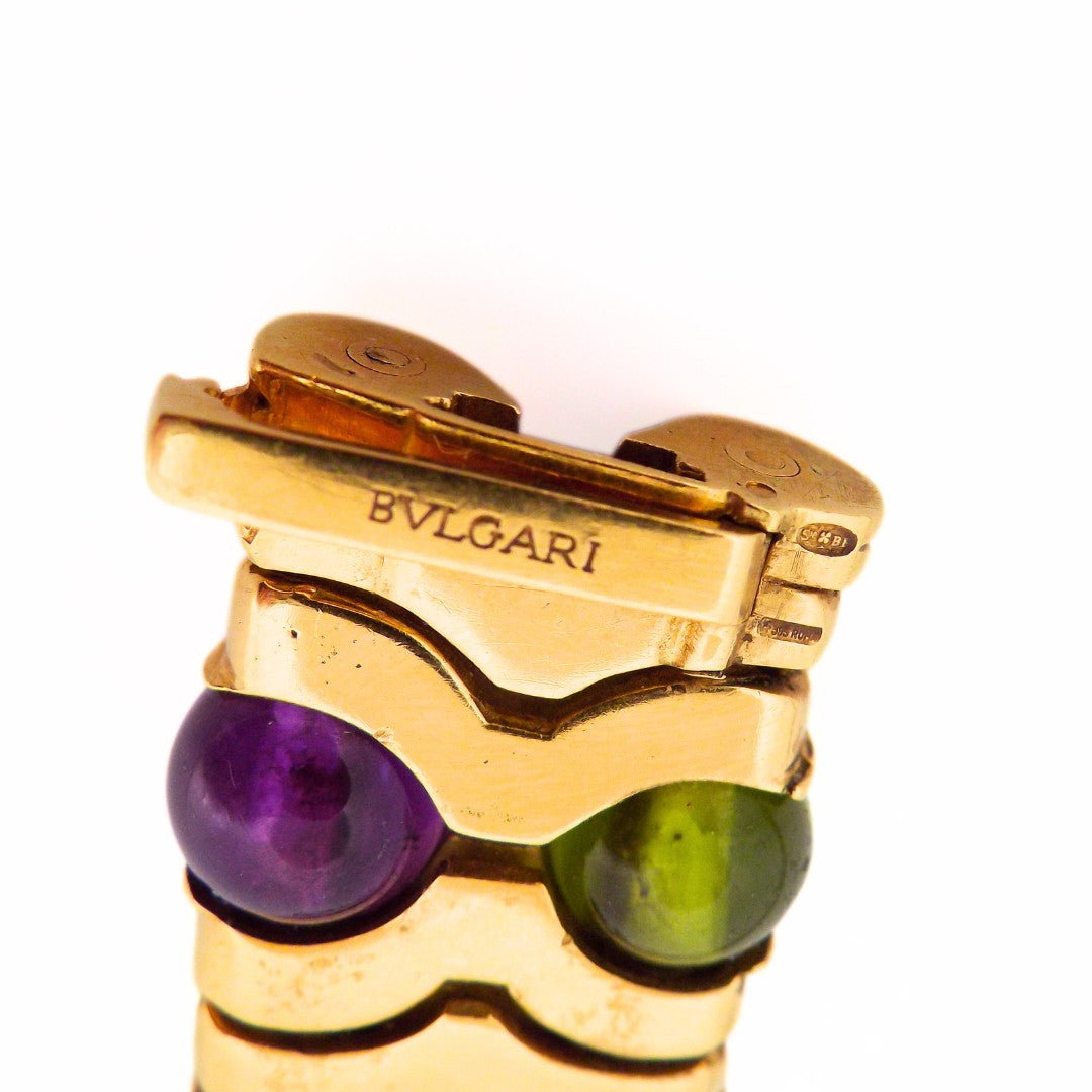 Bulgari 18K Gold Diamond Peridot Amethyst Collar Necklace