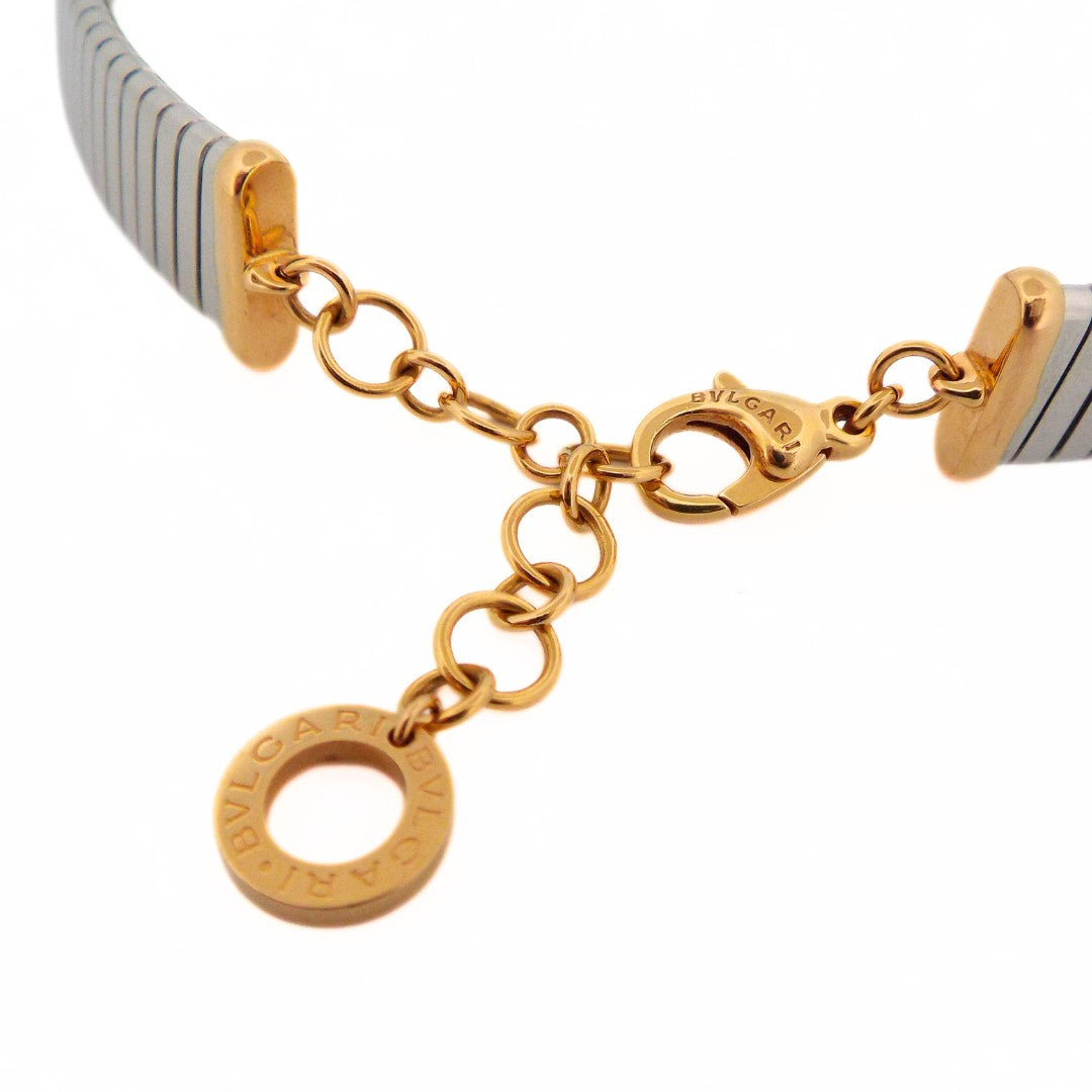 Bulgari 18K Gold Tubogas Steel Mother of Pearl Choker Necklace