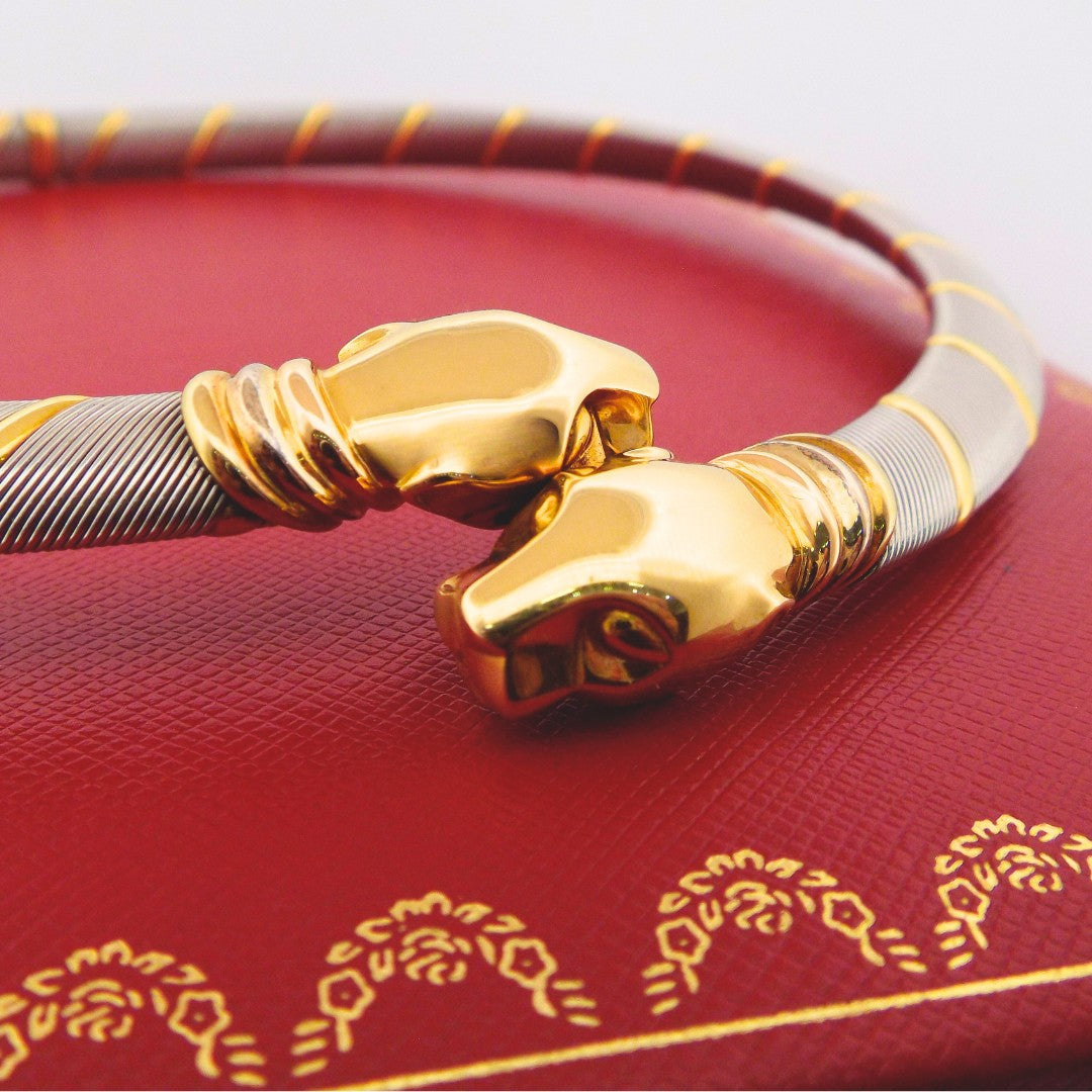 Cartier Doubled-Headed 'Panthere' 18K Gold Steel Collar Necklace
