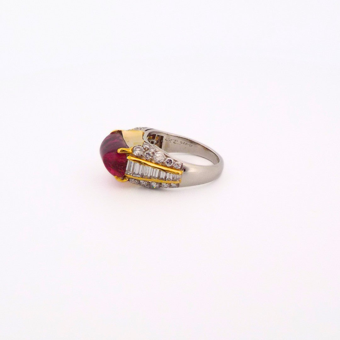Bulgari 18K Gold Diamond Pink Tourmaline Ring