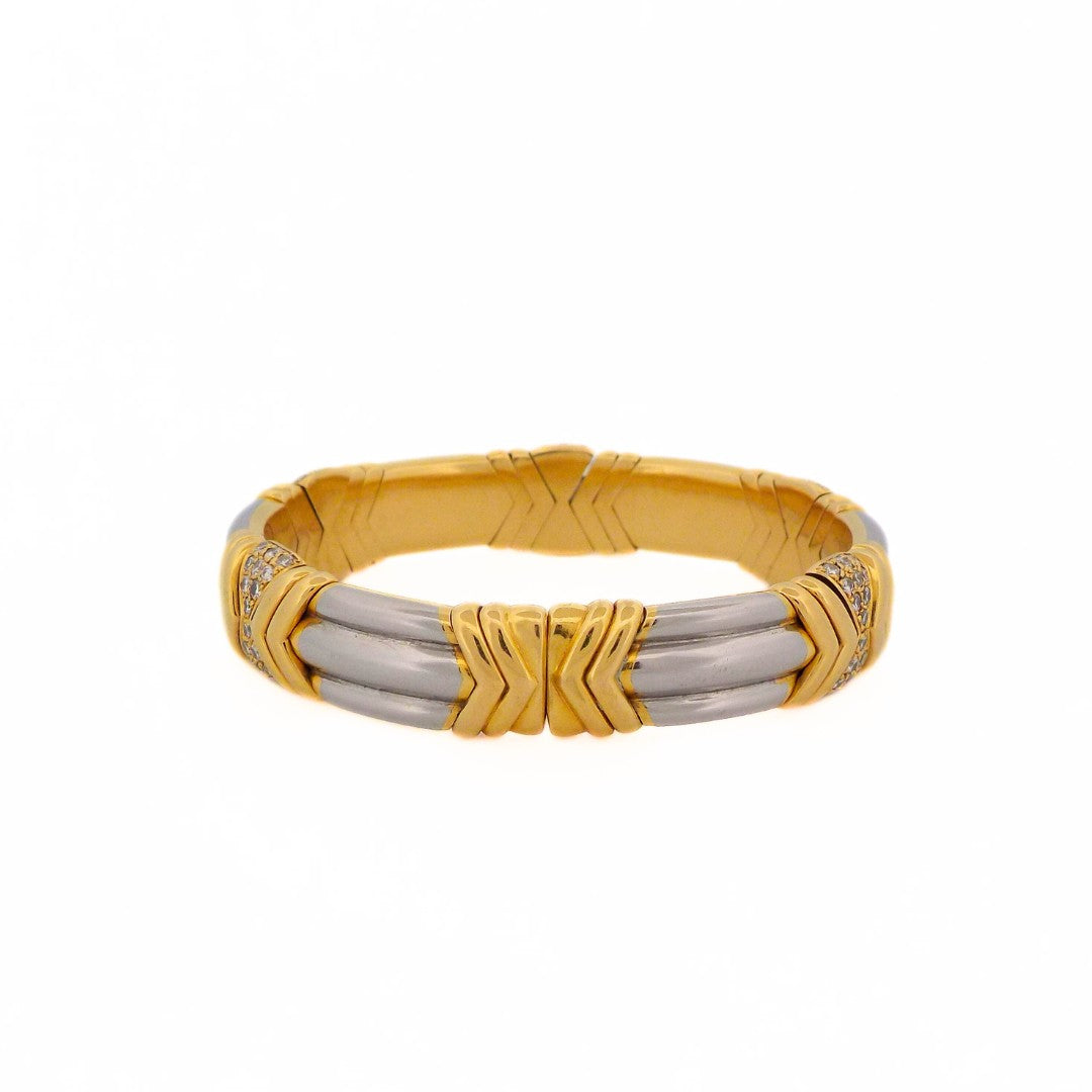 Bulgari 18K Gold Steel Bangle Bracelet