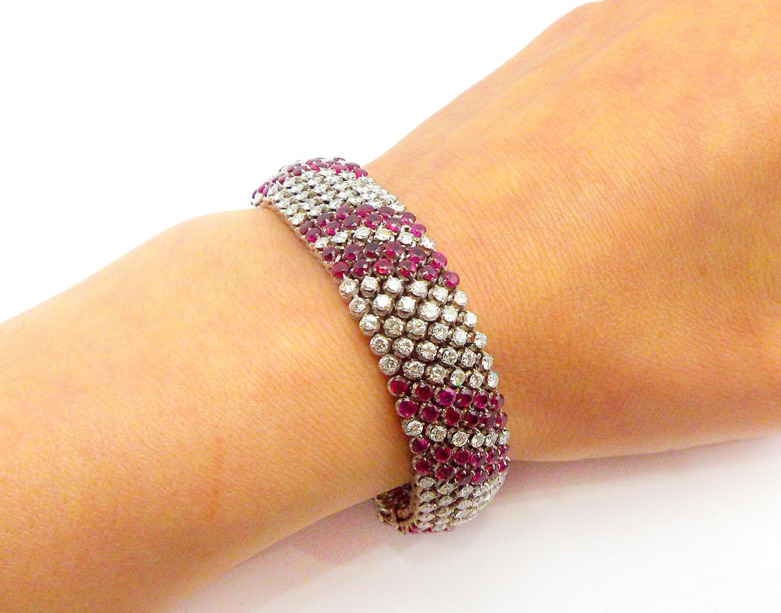 18k White Gold Diamond Ruby Bracelet