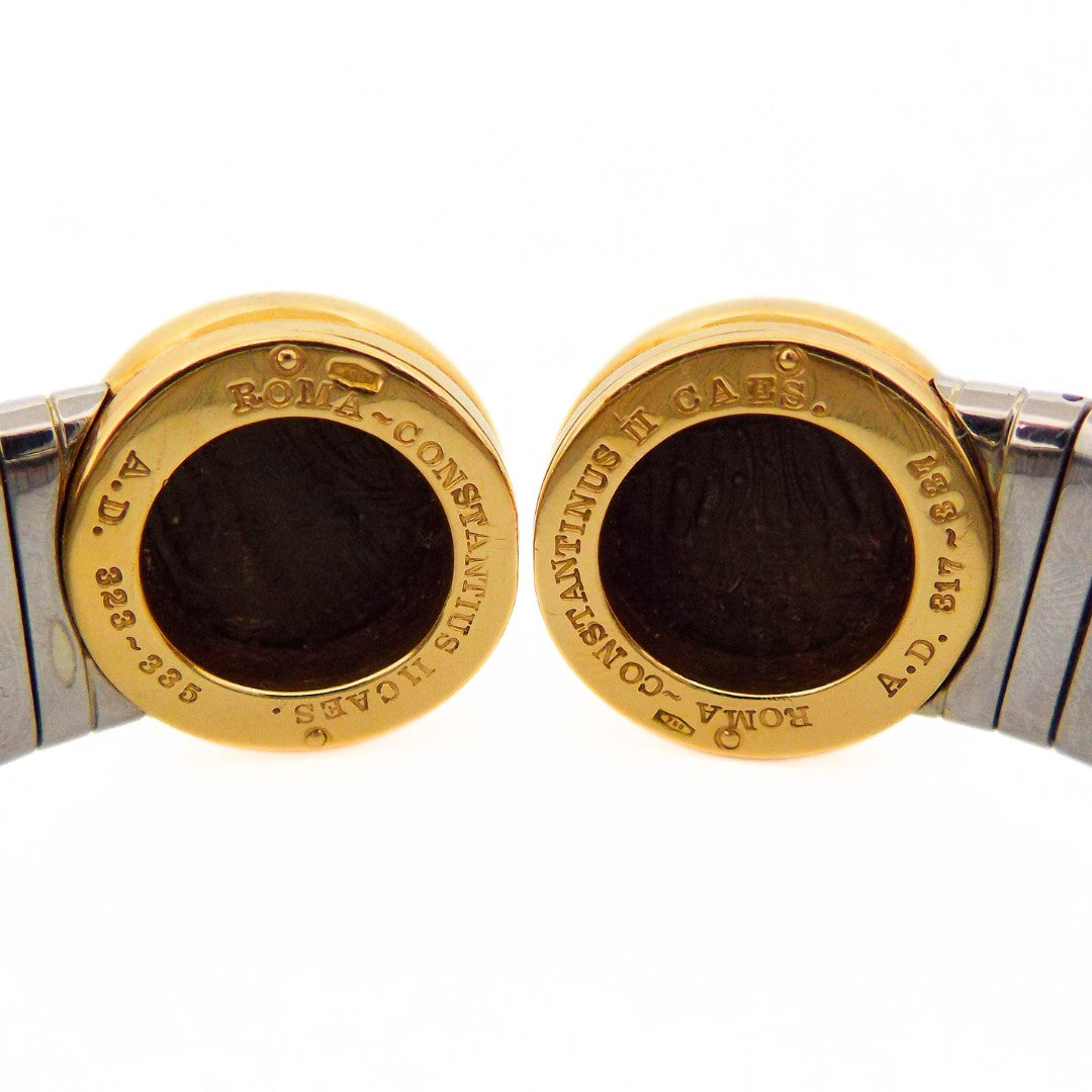 Bulgari Double Monete Tubogas 18K Gold Steel Bracelet