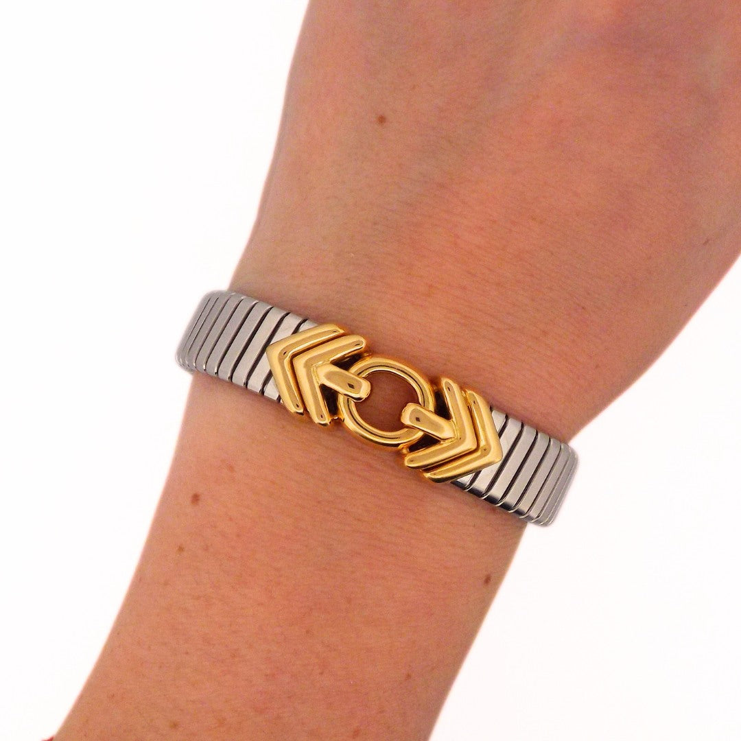 Bulgari 18K Gold Steel Tubogas Bracelet