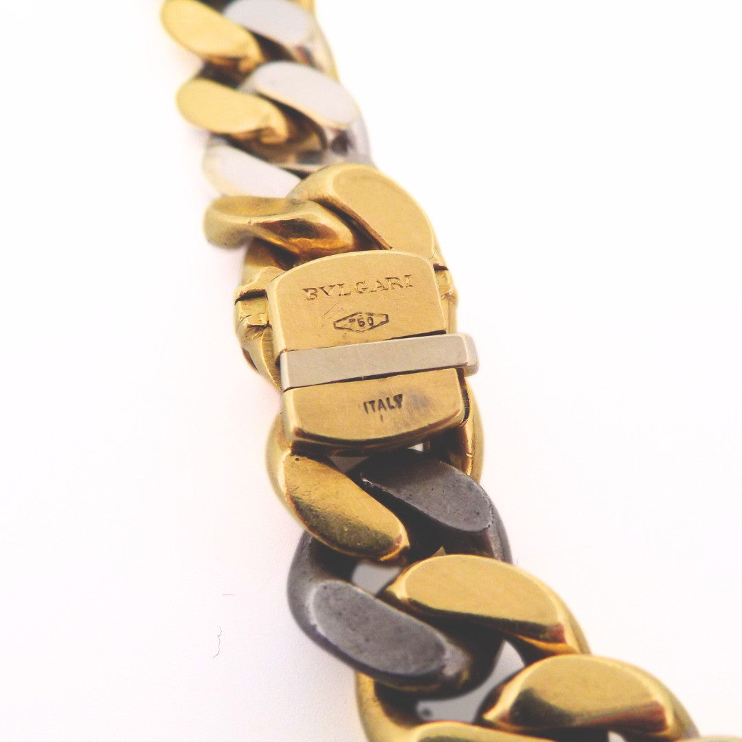 Bulgari 18K Gold Steel Diamond Chain Necklace