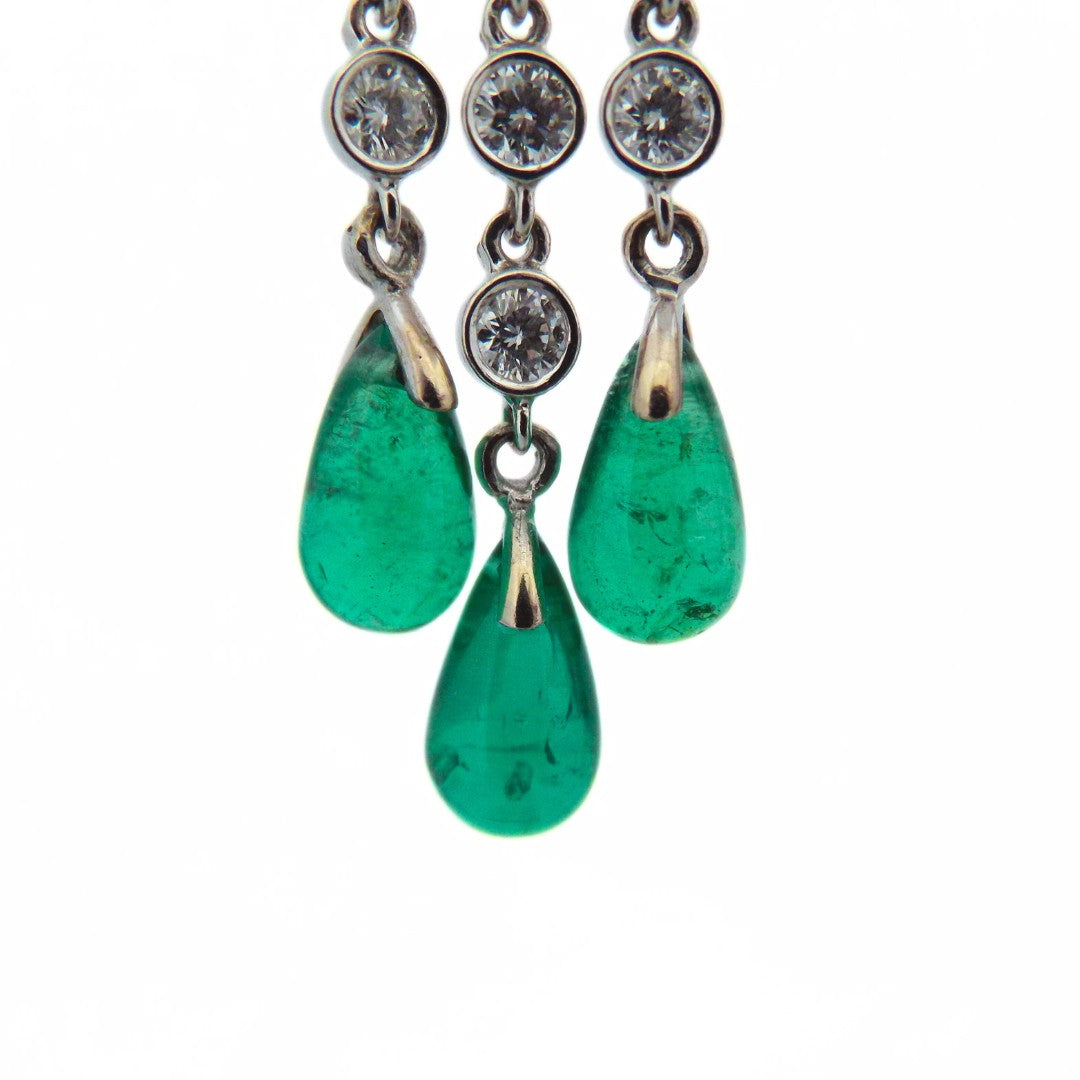 Cartier 'Panthere' 18K Gold Diamond Emerald Drop Earrings