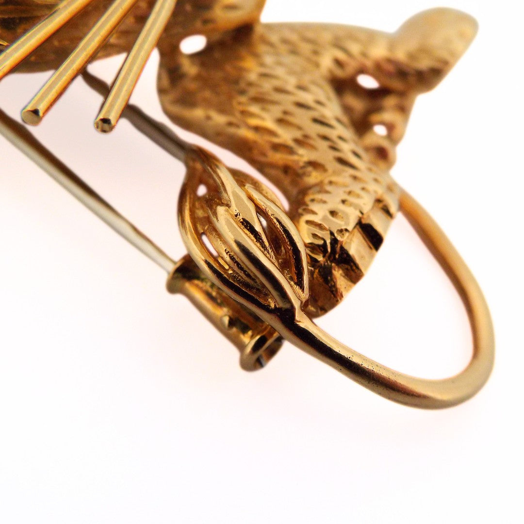 Van Cleef & Arpels 18K Diamond Emerald Lion Brooch