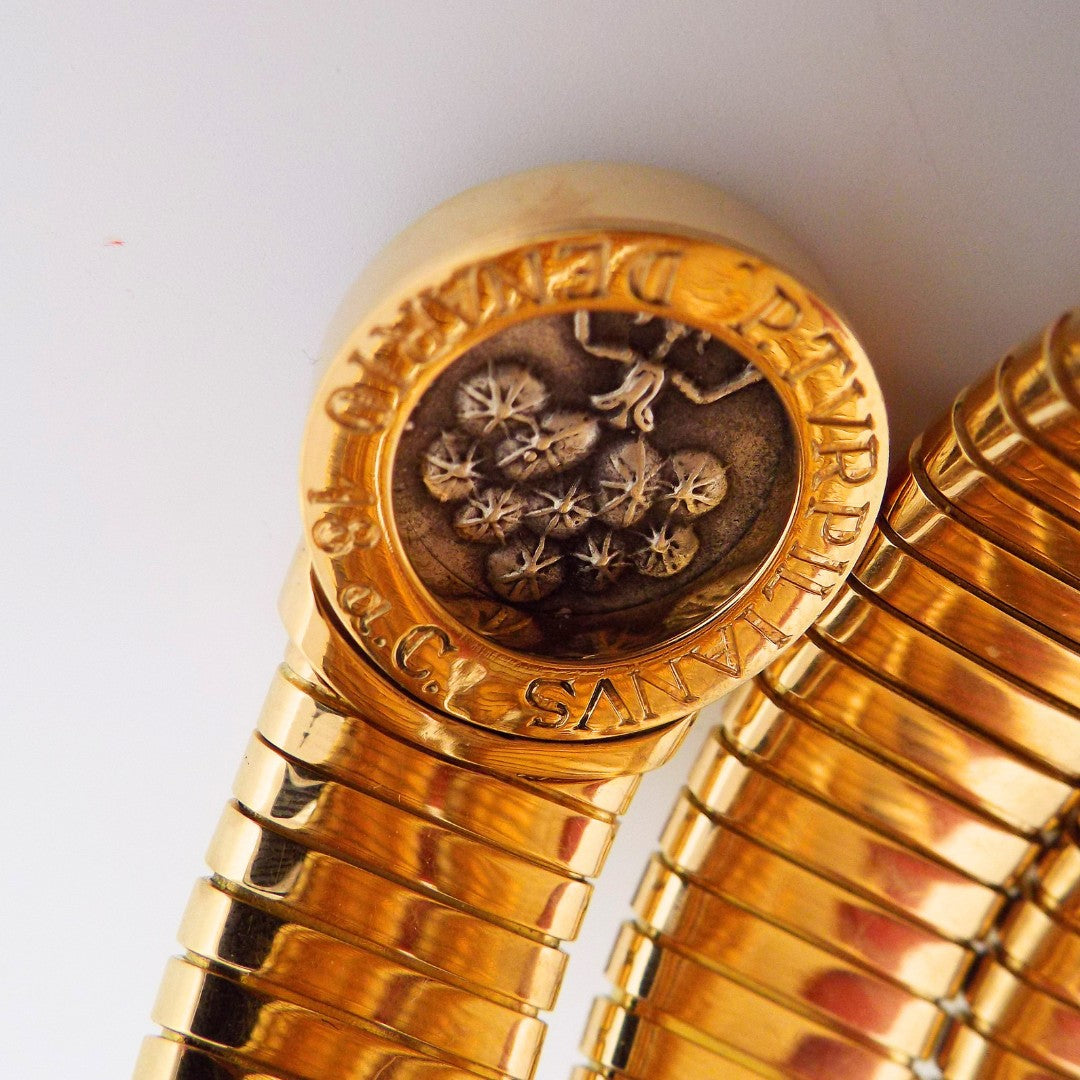 Bulgari 'Tubogas' 18K Gold Monete Three-Row Bracelet