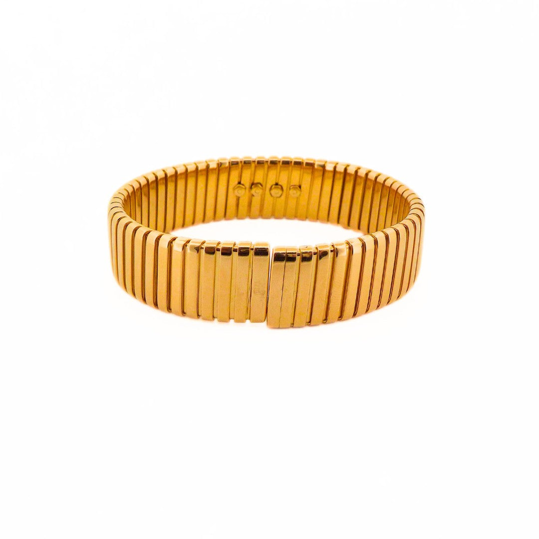 Bulgari Tubogas 18K Gold Peridot Tourmaline Bangle Bracelet