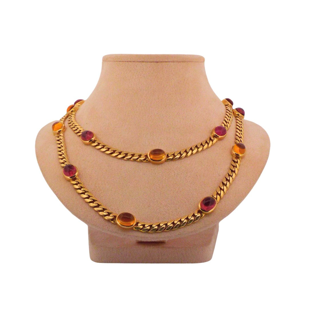 Bulgari 18K Multi-Gem Long Chain Necklace