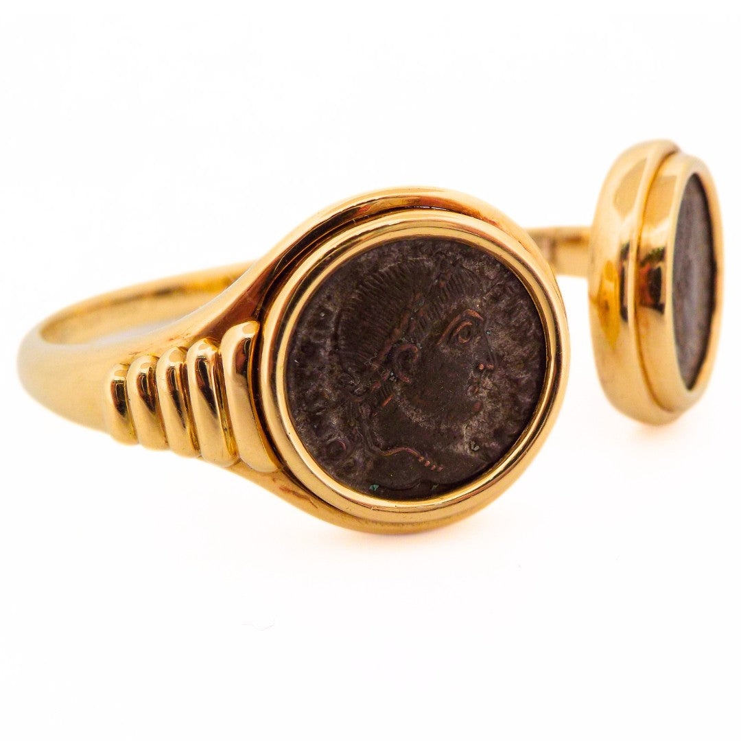 Bulgari Double Monete 18K Gold Hinge Bracelet