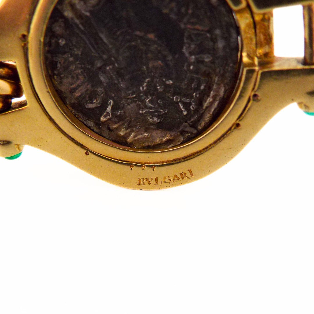 Bulgari 18K Gold Emerald Monete Bracelet