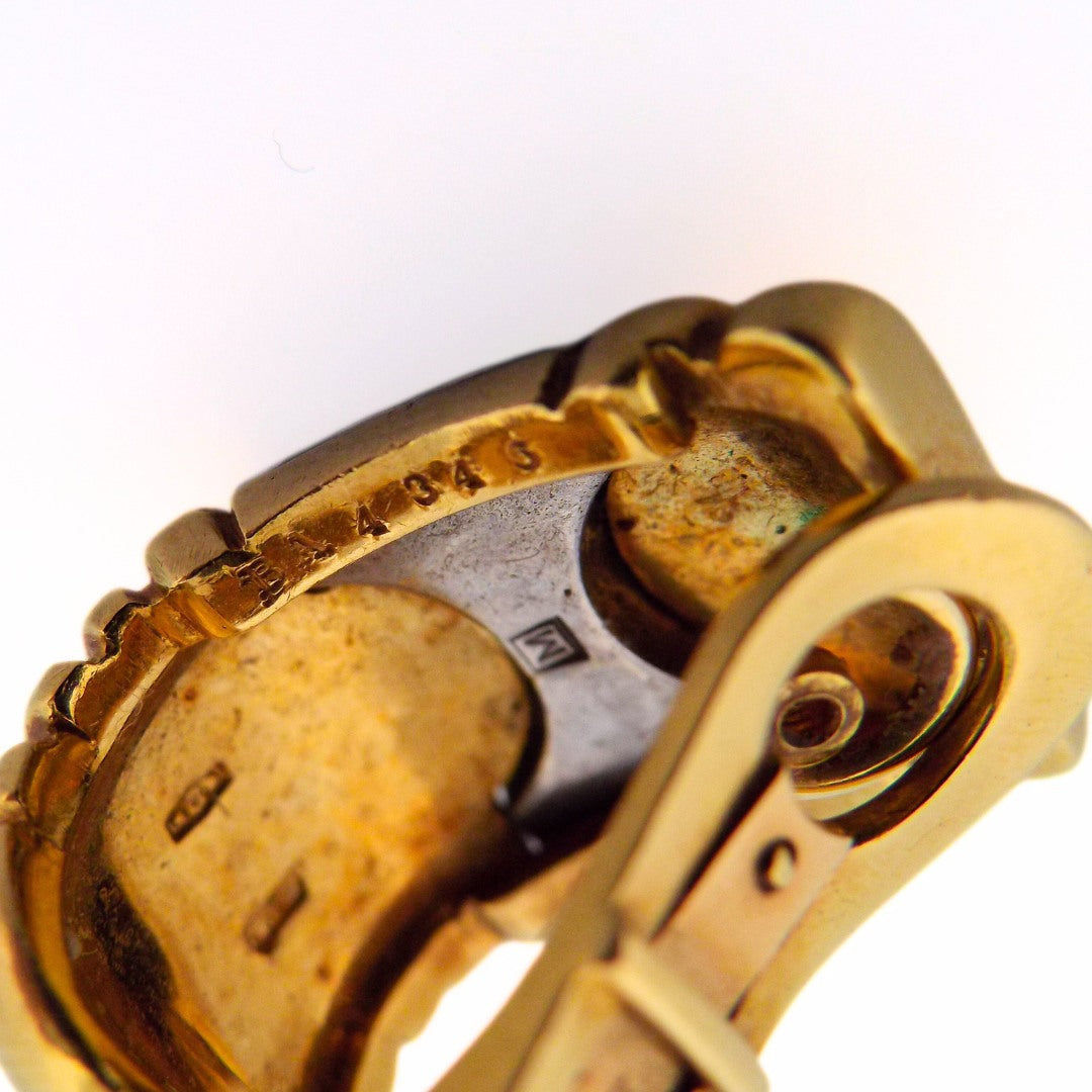 Bulgari 18K Gold Steel Parentesi Earclip Earrings