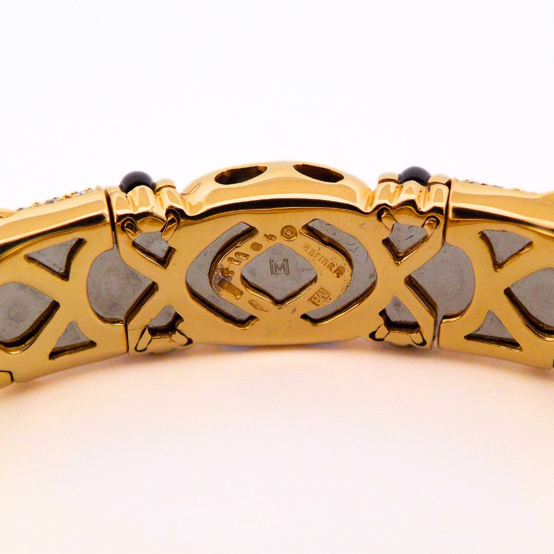 Marina B 'Onda' 18K Gold Diamond Blue Pink Gemstone Bracelet