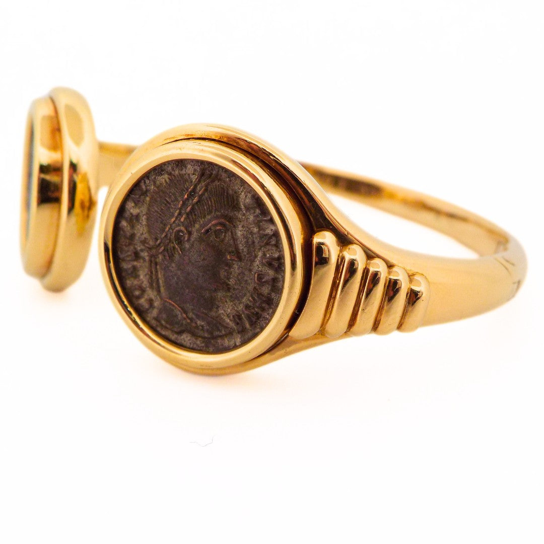 Bulgari Double Monete 18K Gold Hinge Bracelet