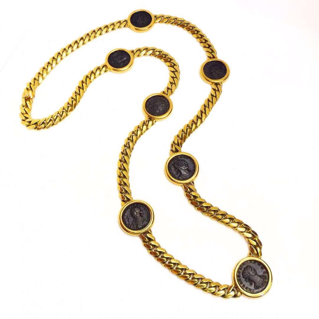 Bulgari 18K Gold 7-Coin Monete Chain Necklace