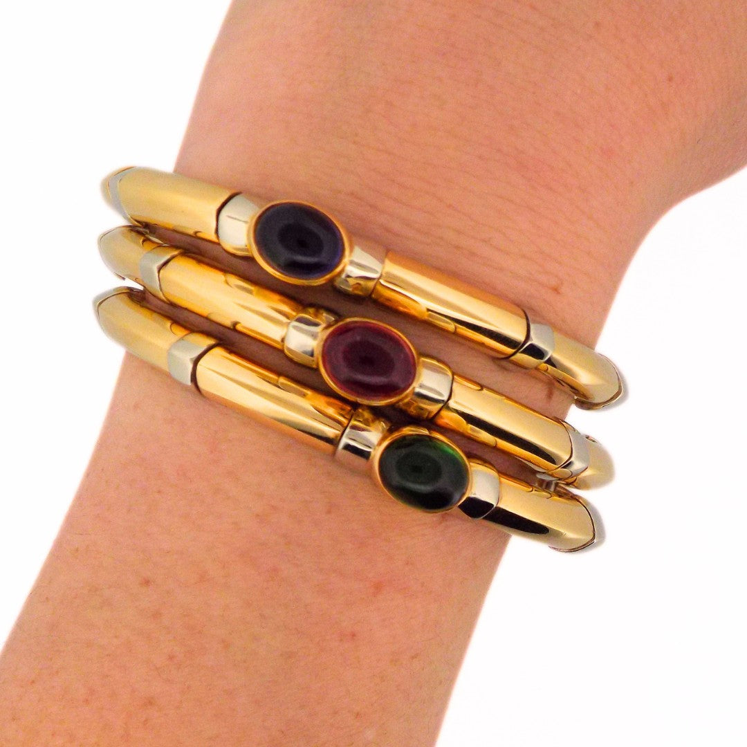 Bulgari 18K Three Row Multi-Gem Bracelet