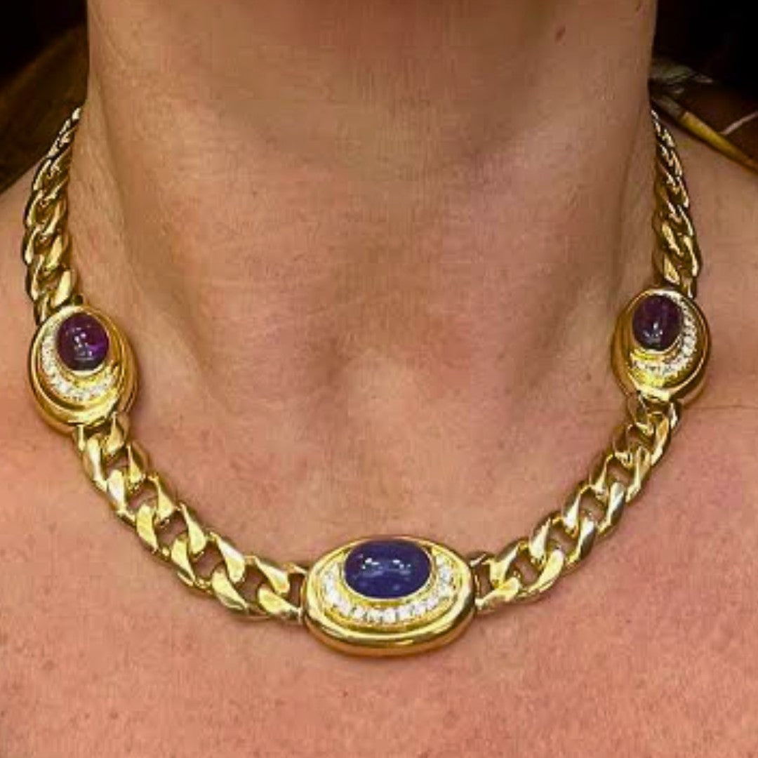 Bulgari 18K Gold Multi-Gem Diamond Collar Necklace