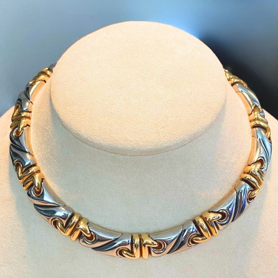 Bulgari Steel and Gold Collar Necklace
