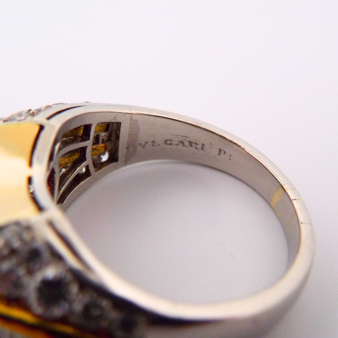 Bulgari 18K Gold Diamond Pink Tourmaline Ring