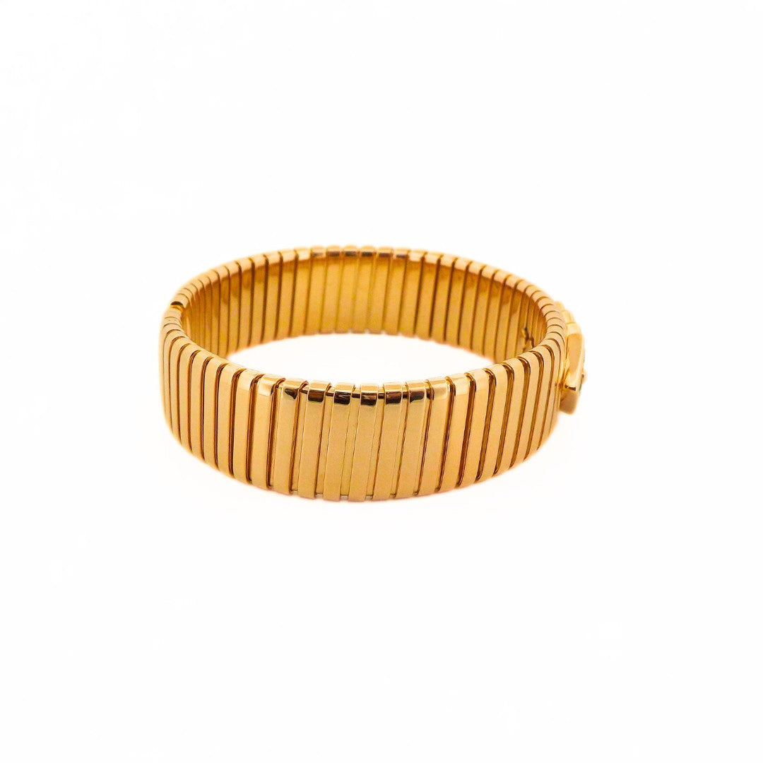 Bulgari Tubogas 18K Gold Peridot Tourmaline Bangle Bracelet