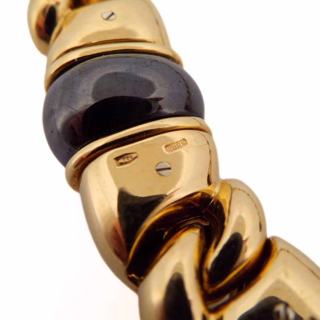 Bulgari 'Gancio' 18K Gold Hematite Diamond Necklace