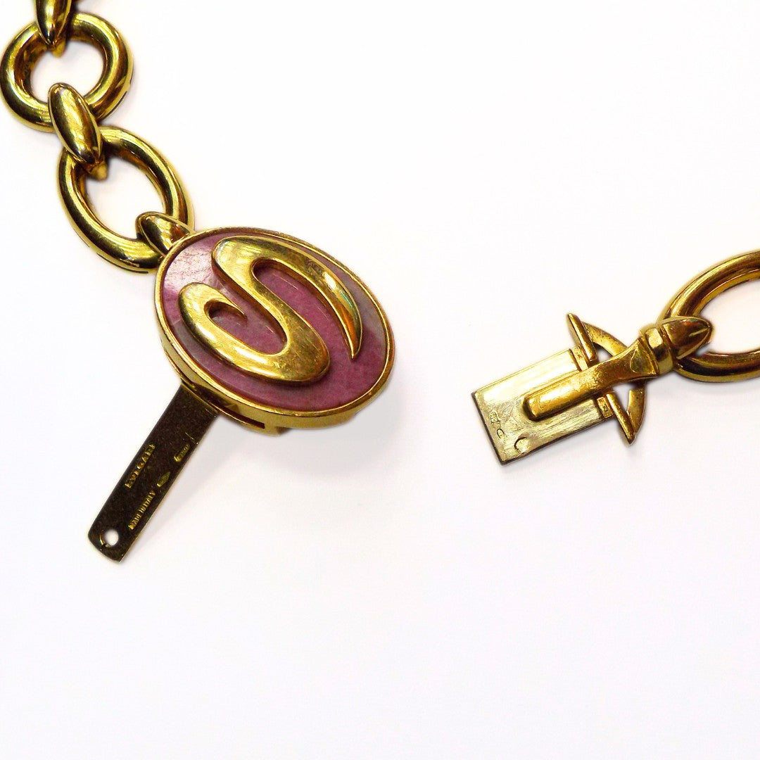 Bulgari 18K Gold Rhodochrosite Necklace