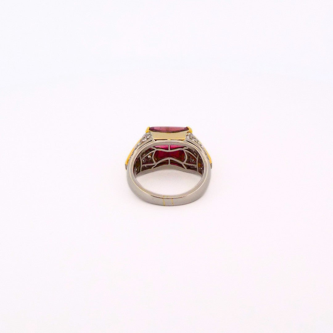 Bulgari 18K Gold Diamond Pink Tourmaline Ring