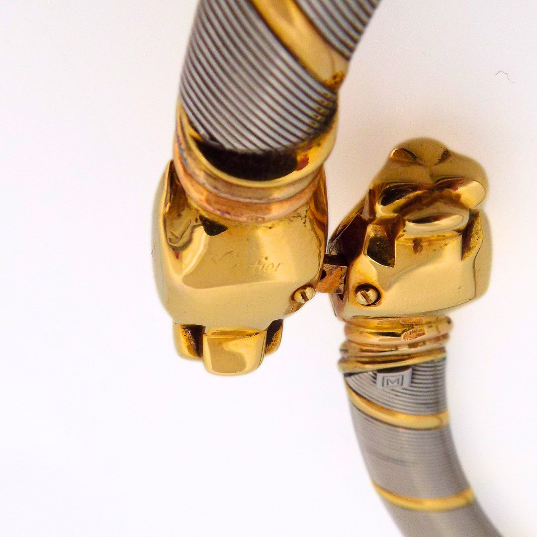 Cartier Doubled-Headed 'Panthere' 18K Gold Steel Collar Necklace